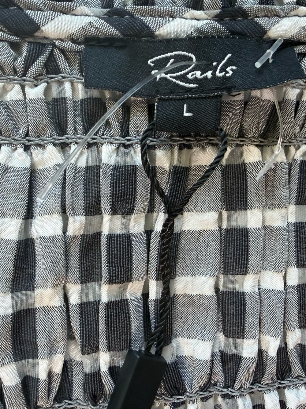 RAILS Portia Top Ash Sheersucker Smocked Ruffle Women Large NEW 2015 - Picture 4 of 4